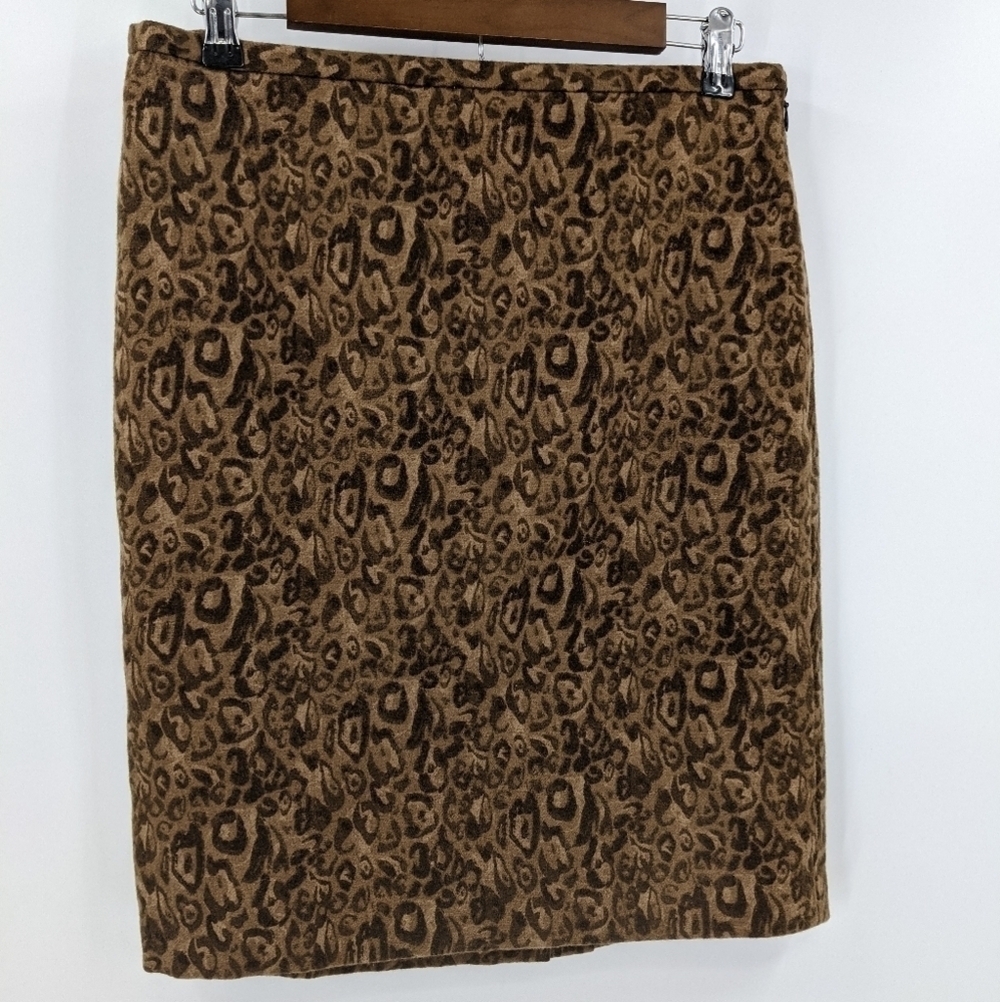 LOFT Wool Animal Print Pencil Skirt